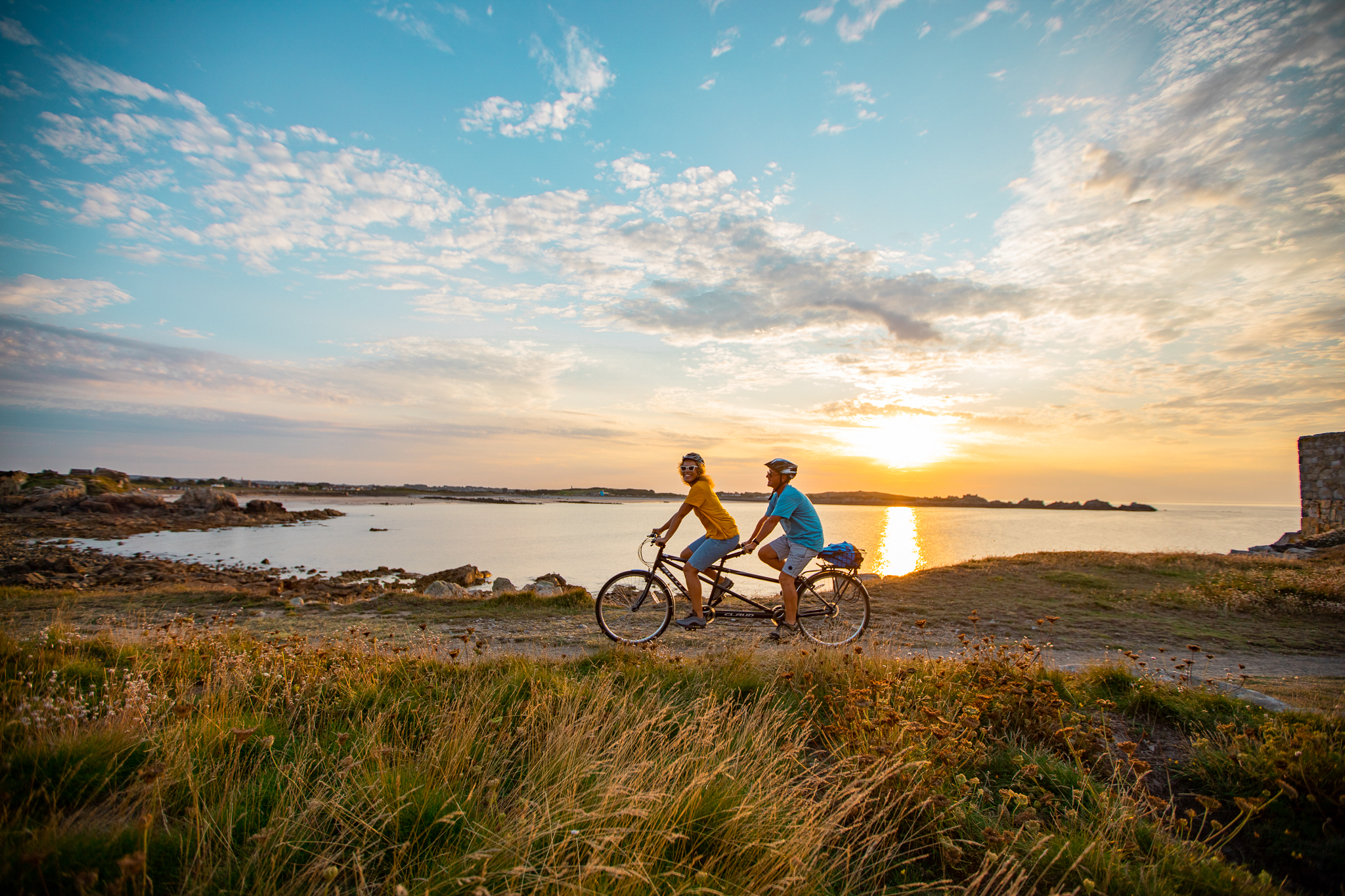 Sunset Bike Ride along the L'ancresse coastal path. 
